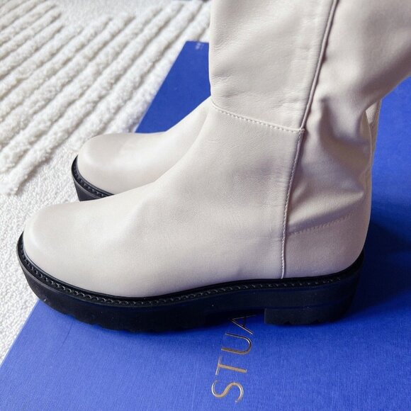 STUART Weitzman 5050 Ultralift Leather Over the Knee Platform Boots White US 6.5 - Picture 6 of 13